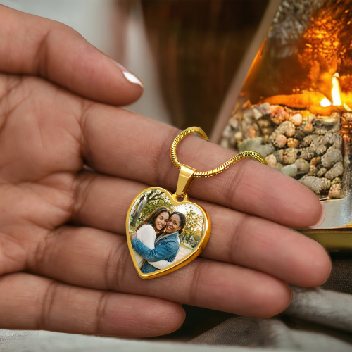 To My Mom, Personalized Heart Photo Necklace & Message Card, I Pray,