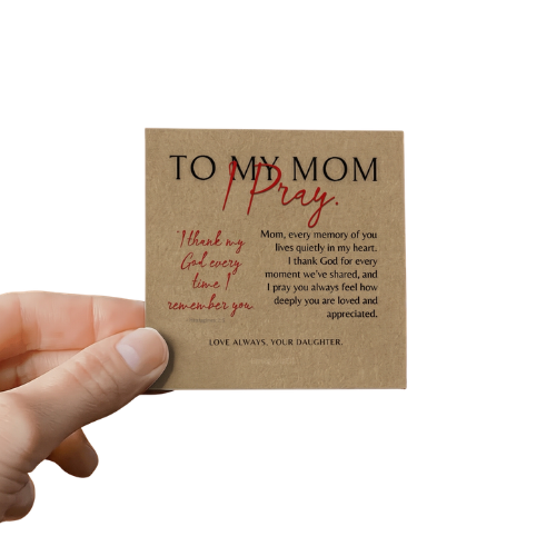 To My Mom, Personalized Heart Photo Necklace & Message Card, I Pray,