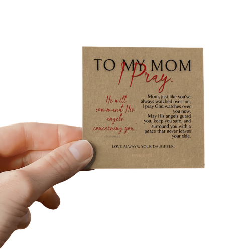 To My Mom, Personalized Heart Photo Necklace & Message Card, I Pray,