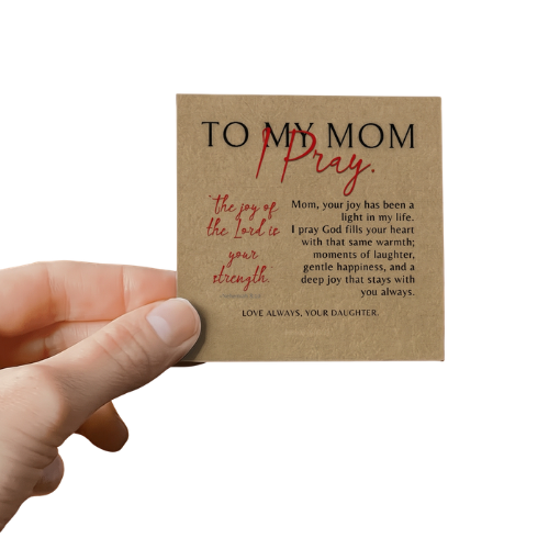 To My Mom, Personalized Heart Photo Necklace & Message Card, I Pray,