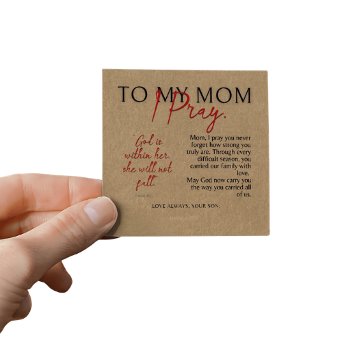 To My Mom, Personalized Heart Photo Necklace & Message Card, I Pray,