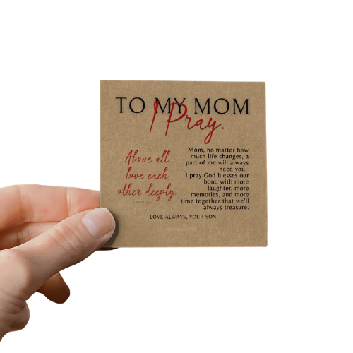 To My Mom, Personalized Heart Photo Necklace & Message Card, I Pray,