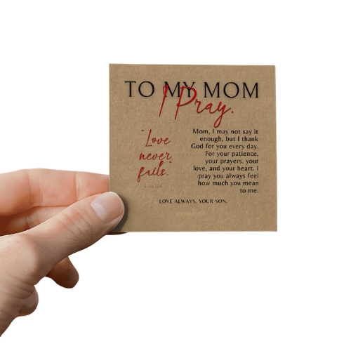 To My Mom, Personalized Heart Photo Necklace & Message Card, I Pray,