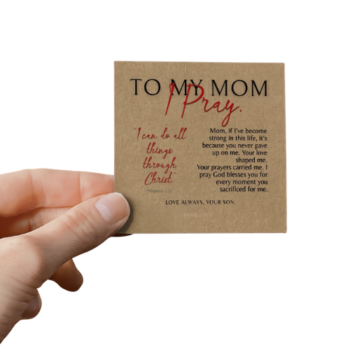 To My Mom, Personalized Heart Photo Necklace & Message Card, I Pray,